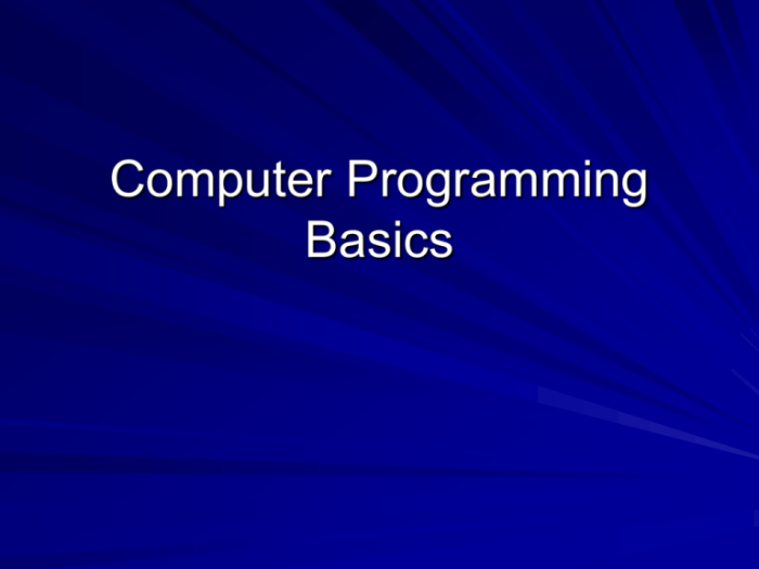 Computer programming basics